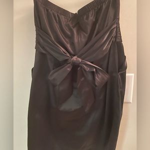 Vintage satin strapless short black dress